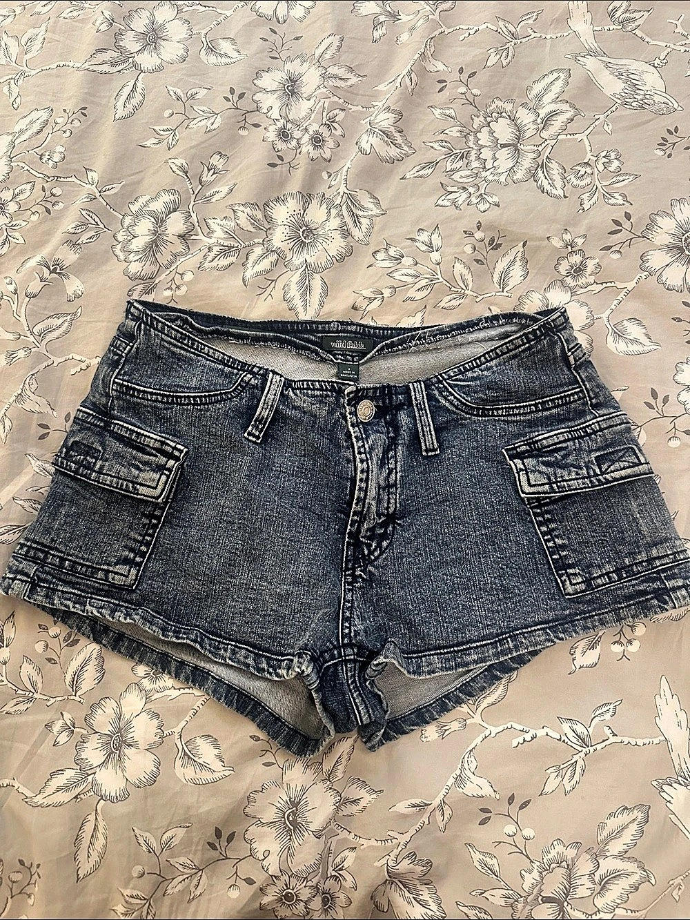 Wild Fable Low-Rise Cargo Denim Shorts Blue